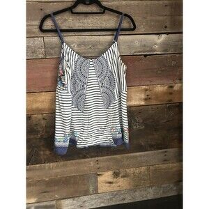 CAbi #796 Harlow Striped Floral Cami Tank Medium